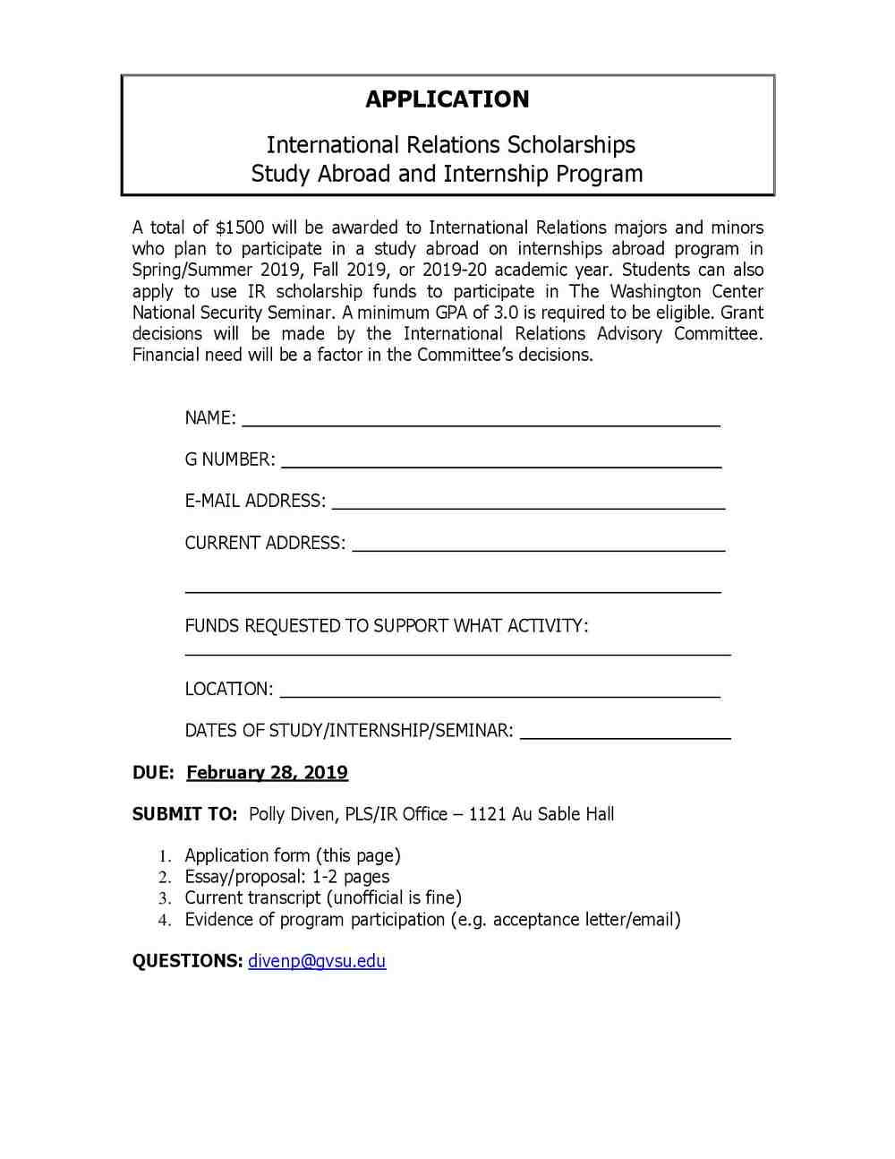 IR Scholarship Announcement 2019